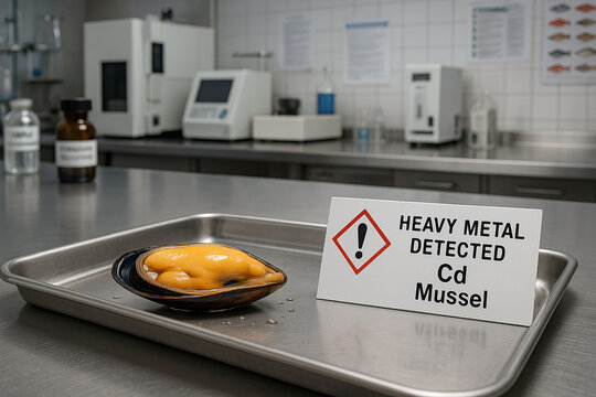 Heavy Metal Detected a Food Toxicology Study of Cadmium Cd Bioaccumulation Risk in a Mussel from a Contaminated Aquatic Environment with a GHS Hazard Alert and Chemical Analysis
