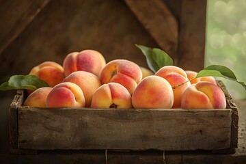Juicy summer peaches and nectarines in a flat lay composition. Peach background. Healthy food and seasonal fruit. Freshly harvested ripe nectarines and peaches. Summer fruit. Diet. Vegetarian. Fresh