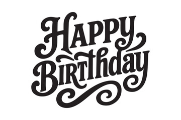 Happy Birthday calligraphy silhouette with white background