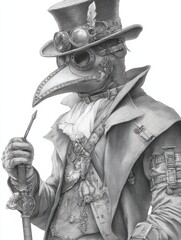 Obraz premium Steampunk Plague Doctor Coloring Pages