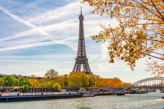 Eiffel Tower and Seine river in Paris, France