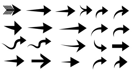 Black vector arrow set: web icons, direction symbols, and pointer button illustrations