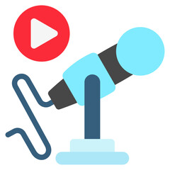 Microphone mini illustration flat color icon, use for journalist, broadcasting, news and media UI, UX kit, app and web development, digital or print.