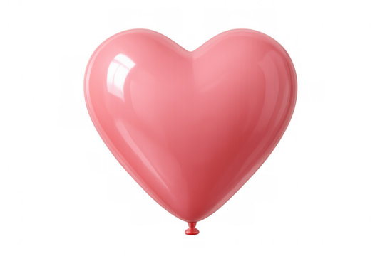Shiny pink heart-shaped balloon floating, perfect for valentine's day or romantic projects, with transparent background