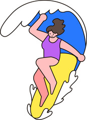 Summer Surfing Sports Character Color Illustration