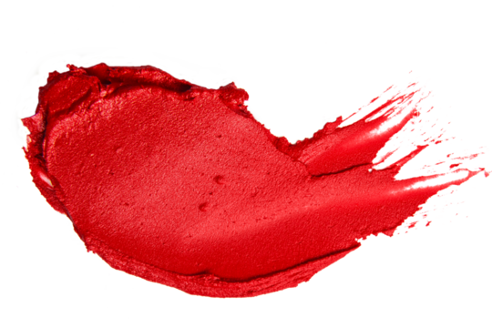 Curved pastel lip gloss stroke on empty background