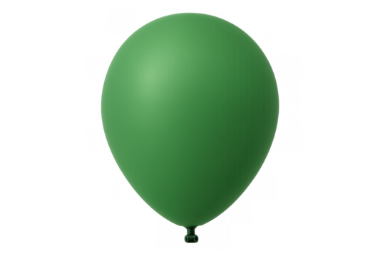 Green balloon hovering weightlessly, symbolizing festive celebration against clean transparent backdrop