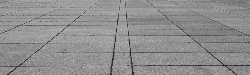 Business concept - empty marble floor top in perspective view background for display or mockup product. Gray grey tiles outdoor urban land, construction Tiled flooring.