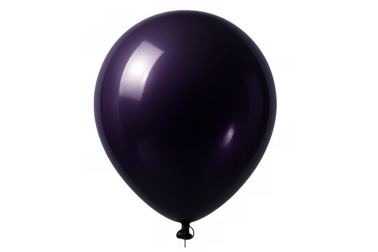 Shiny dark purple balloon floating on a transparent background, perfect for party invitations, greeting cards, or any festive design