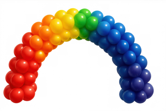 Colorful balloons forming an arch on a transparent background, perfect for party decorations and celebrations