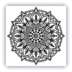 Abstract floral and mandala design with hand-drawn flowers and seamless vector pattern.