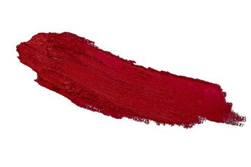 Small curved smear of dark lipstick on white background