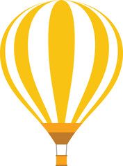 Fototapeta premium Flat Vector Illustration of Yellow and White Striped Hot Air Balloon for Minimal Travel Design