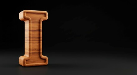 Handcrafted wooden I standing on shadowed surface