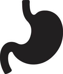 Naklejka premium Human Stomach Silhouette Vector – Black and White Digestive System Organ Illustration