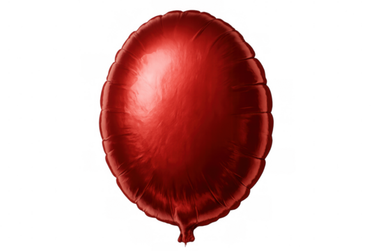 Shiny red foil balloon with transparent background, perfect for party decorations, celebrations, and festive occasions