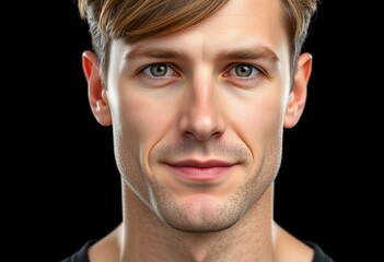 Fototapeta premium Serious male portrait on black background