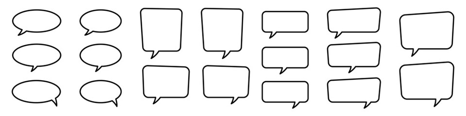 Linear Style Chat Speech Bubble and Thought Bubble Collection. Blank Line Speech Bubble.