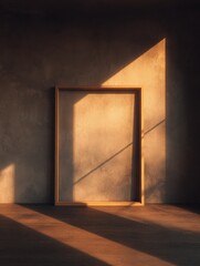 Minimalist empty frame sunlight shadows