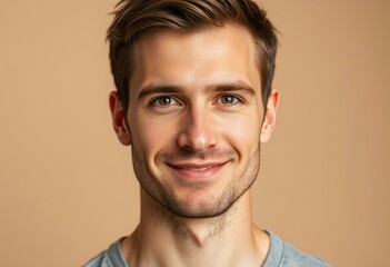 Fototapeta premium Male portrait on neutral background