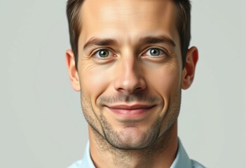 Obraz premium Photorealistic male portrait with neutral background