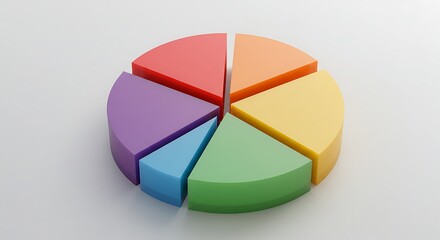 Obraz premium Colorful pie chart graphic with various segments of different shades.