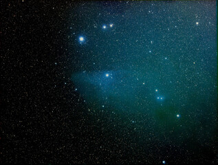 A blue reflection nebula in deep space