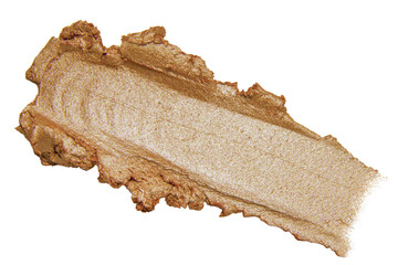 Bronze cream smear with curved form on white background