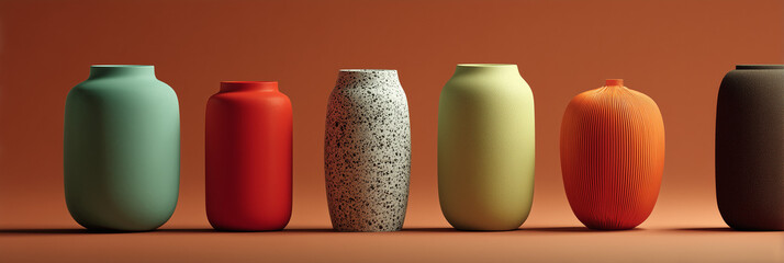 Set of modern ceramic vases in minimal style