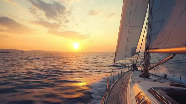 Golden Sunset Sail on Water