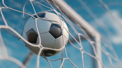 A soccer ball flew into a soccer goal