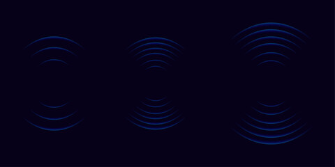 Wifi wave light effect. Radar sensor, beep technology, digital sign.Transparent neon circle symbol. wireless internet connection. Radar or sonar with wireless technology emitting a light effect