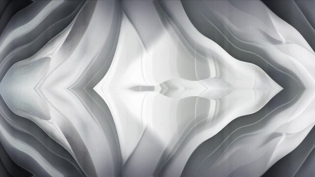 Smooth White and Grey Wave Geometrical Artistic Shape Design Animation Backgrond. Silver Chrome Waves Flowing. Wavy Fluid Texture. White Clean Abstract Motion  Background. Lines, Circles, Triangles.