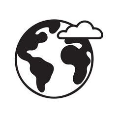 Fototapeta premium Black and White Globe Icon with Single Cloud earth