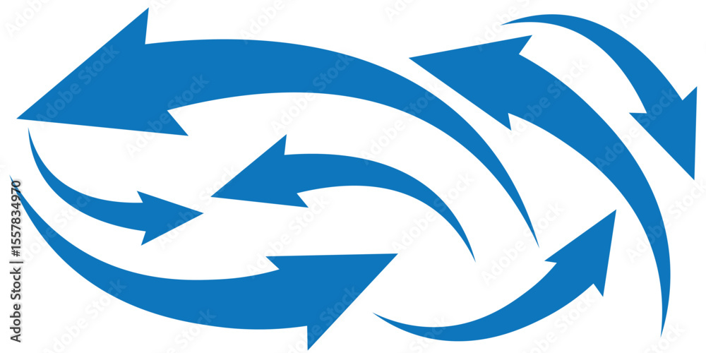 Poster set of long blue curve arrow icon vector . blue curve arrow icon set. long arrow icon set. curve arr