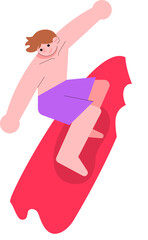여름 서핑 스포츠 캐릭터 플랫 일러스트