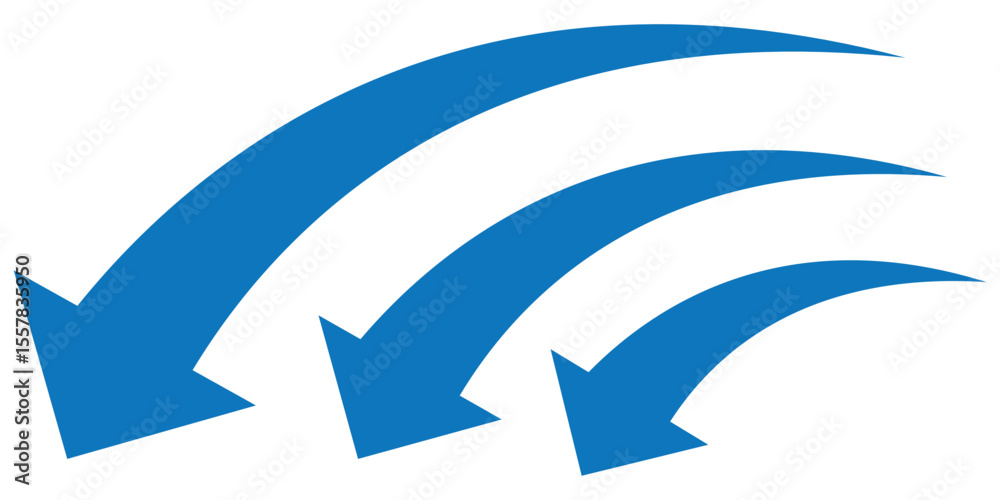 Poster set of long blue curve arrow icon vector . blue curve arrow icon set. long arrow icon set. curve arr