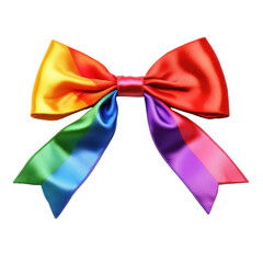 Naklejka premium Vibrant rainbow bow symbolizing diversity and inclusion for LGBT pride celebrations and events, lgbt bow isolated on Transparent background element for design, lgbt symbol