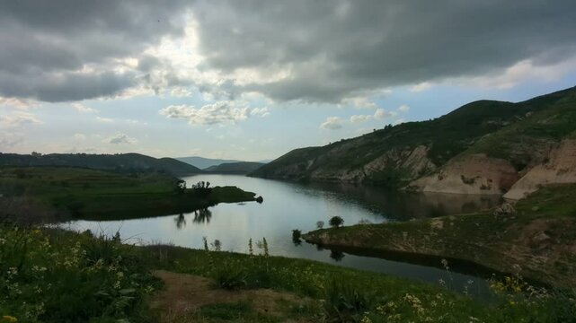 Wadi Zahar is a wadi located in Irbid region, Jordan. Walking the Jordan trail from Umm Qais,mountain panorama landscape view