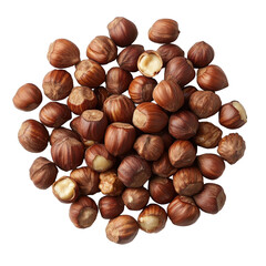 Fototapeta premium Hazelnuts on a white background ideal for culinary presentations and food styling, hazelnuts on white background