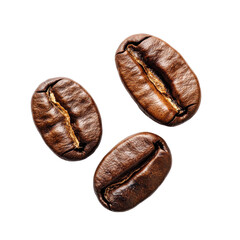 Freshly roasted coffee beans perfect for brewing espresso and enhancing flavor profiles, Coffee beans roasted caffeine espresso seeds isolated on Transparent background