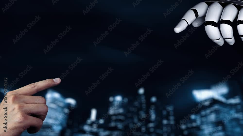 Poster futuristic robot artificial intelligence enlightening ai technology development and machine learning