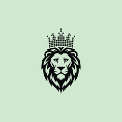 Obraz premium vector illustration of a lion head with crown