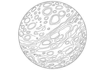 A stylized, detailed drawing of a planet.
