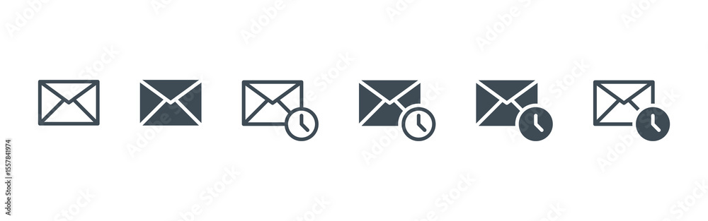 Aufkleber email envelope icon time symbol, mail timing or mail sending time icon sign - email delivery time ic