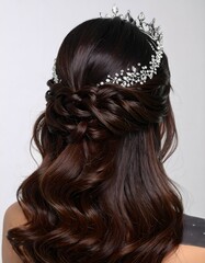 Bride with intricate updo & sparkling diamond tiara, exuding regal sophistication.
