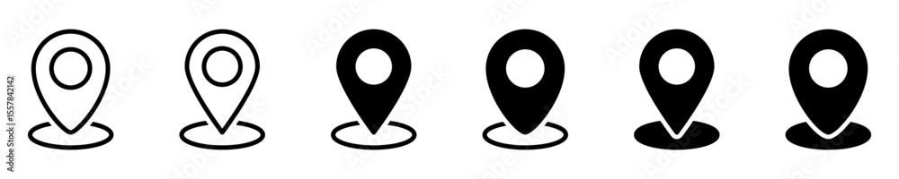 Poster Location icon Position marker symbol. Location pin icon Map pointer icon set. Red location sign, Navigation icon