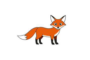 Obraz premium Cute red fox cartoon vector illustration of a wild forest animal