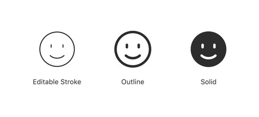 smiley emoticons, happy face. rating or feedback emojis. line outline emoticon. web vector icon