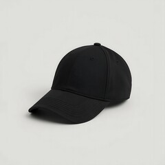  Realistic Black Baseball Cap Mockup — Single High-Resolution Cap on Solid Background for Branding and Product Design